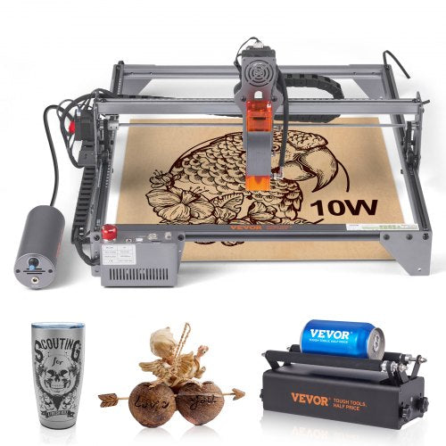 Laser Engraver, 10W Output Laser Engraving Machine, 15.7' x 15.7' Large Working Area, 10000mm/min Movement Speed, Compressed Spot with Rotary Roller, Laser Cutter for Wood, Certain Metal