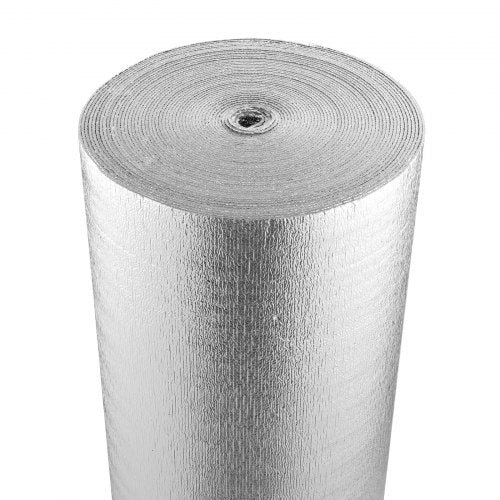 Double Reflective Insulation Roll, Foam Core Radiant Barrier, 3.2 mm 23.8 in x 50 ft, Double-Sided Aluminum Foil EPE Foam Heat Reflective Shield, Thermal Insulation Roll for Window RV Roof