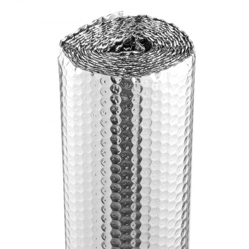 Double Reflective Insulation Roll, Air Bubble Film Radiant Barrier, 3.2 mm 48 in x 10 ft, Double-Sided Aluminum Foil Bubble Heat Reflective Shield, Thermal Insulation Roll for Window RV Roof