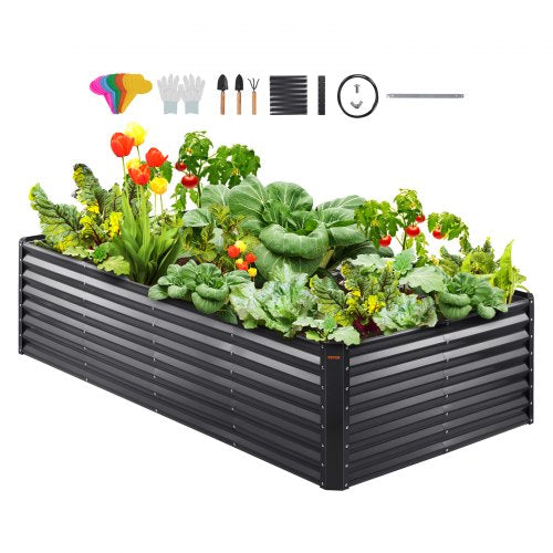 VEVOR Galvanized Raised Garden Bed Planter Box 94.5x47.2x23.6 Flower Vegetable