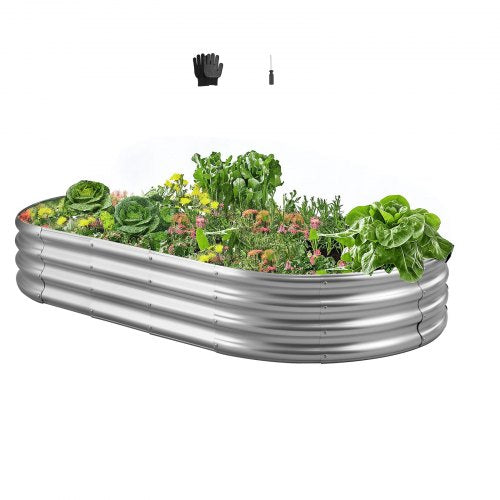 Metal Raised Garden Bed, 6 x 3 x 1 ft Outdoor Galvanized Planter Garden Box, Open Bottom Design, Large Planter Raised Bed for Growing Vegetables, Flowers, Herbs, Succulents, Galvanized Color