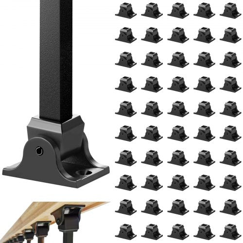 Aluminum Alloy Baluster Shoes Square Balusters Baluster Wrought Spindles for Staircase Slant Shoes with Screw Holes for  1/2 Inch Staircase Balusters, Black (50 Pcs)(Screws Sold Separately)
