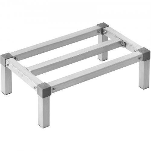 Aluminum Dunnage Rack, 24¡± x 14¡± Commercial Food Floor Rack, 8¡± Off the Floor, 1000 lbs Capacity Adjustable Aluminum Storage Rack, for Storage in Restaurants, Kitchens, Garages and Vehicles
