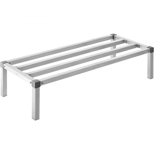 Aluminum Dunnage Rack, 48¡± x 20¡± Commercial Food Floor Rack, 12¡± Off the Floor, 1000 lbs Capacity All-Welded Aluminum Storage Rack, for Storage in Restaurants, Kitchens, Garages and Vehicles