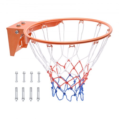 Basketball Rim, Wall Door Mounted Basketball Hoop, Heavy Duty Q235 Basketball Flex Rim Goal Replacement with Net, Standard 18' Indoor and Outdoor Hanging Basketball Hoop for Kids Adults