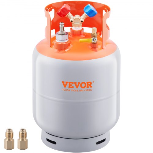 Refrigerant Recovery Tank with Float Switch - 30 lb. Capacity ac Recovery Tank with ? to ? Adaptor, Reusable Recovery Tank HVAC for All Refrigerant, Prevent Overflow, with Trace Amount of N?