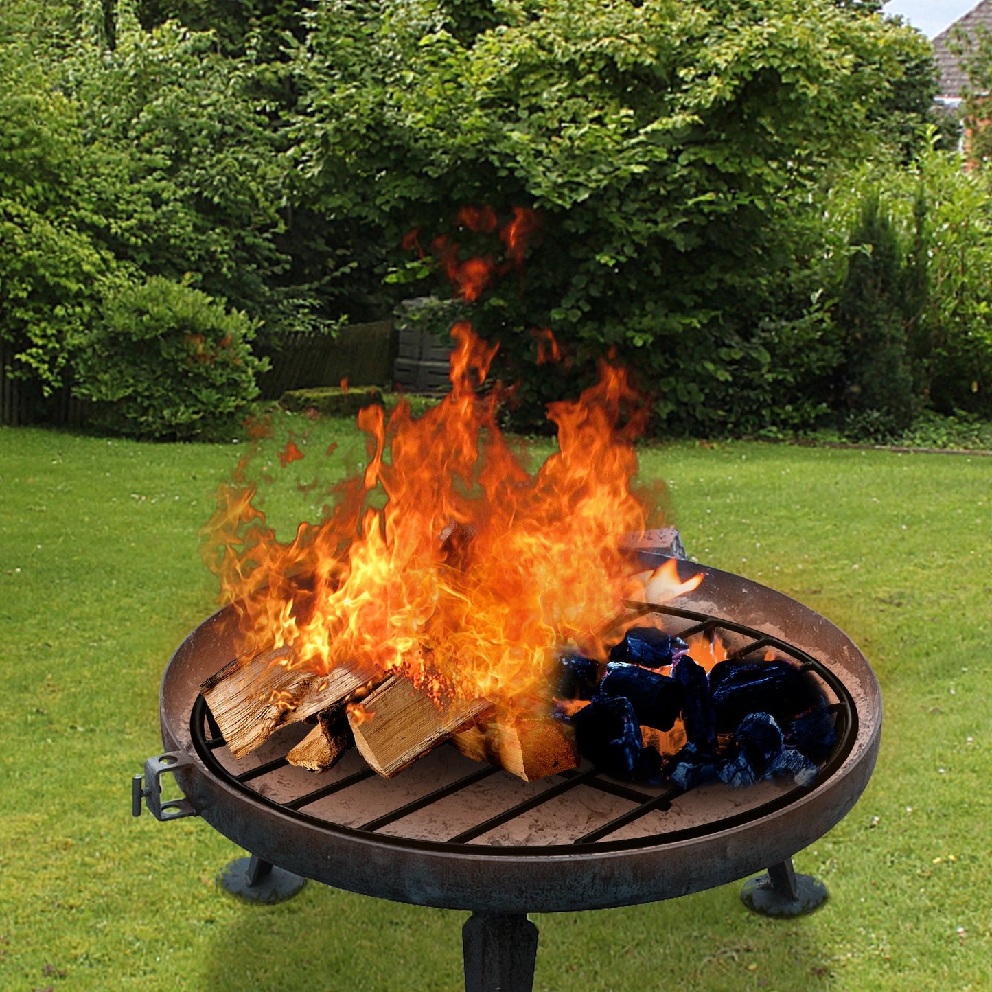 VEVOR Fire Pit Grate, Heavy Duty Iron Round Firewood Grate, Round Wood Fire Pit Grate 24, Firepit Grate with Black Paint, Fire Grate with 7 Removable Round Legs for Burning Fireplace and Firepits