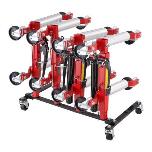 Car Dolly Rack, Storage Rack with 360¡ã Rotatable Wheels, Hydraulic Ratchet Trolley Jack Stand Organizer, Jack Stands Holder Storage Rack, 4-Dolly Capacity, Compatible with Most Dollies
