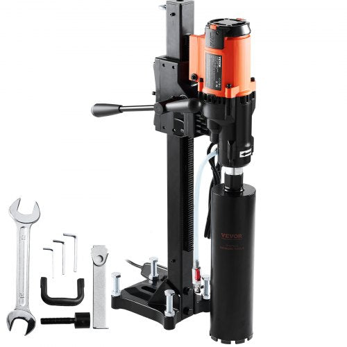 Diamond Core Drilling Machine, 8in Wet&Dry Concrete Core Drill Rig with Stand, 750RPM Speed & 1-1/4' 5/8' Thread & Lifting Handle, 8in Drilling Diameter for Concrete Brick Block Stone, 2500W