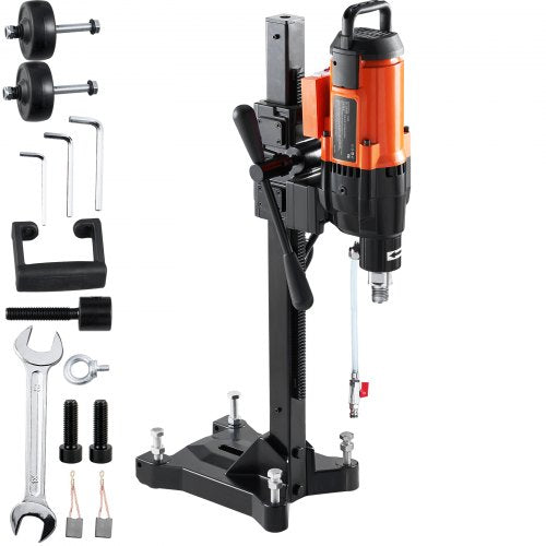 Diamond Core Drilling Machine, 10in Wet Concrete Core Drill Rig with Stand Wheels, 750RPM Speed & 1-1/4' Thread & Lifting Handle, 10in Drilling Diameter for Concrete Brick Block Stone, 2500W
