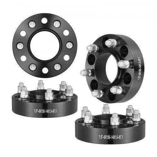 Wheel Spacers, 1.5' 6'x5.3' Wheel Adapters, 6 Lug Forged Spacer, 87.1 mm Bore Hubcentric M14 x1.5 Studs Spacers, Fit for Ford F150, Expedition, Lobo, Navigator, 4 PCS Black