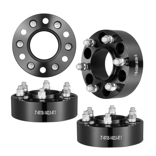 Wheel Spacers, 2' 6'x5.3' Wheel Adapters, 6 Lug Forged Spacer, 87.1 mm Bore Hubcentric M14 x2 Studs Spacers, Fit for Ford  Expedition, F150, Lincoln Navigator, 4 PCS Black