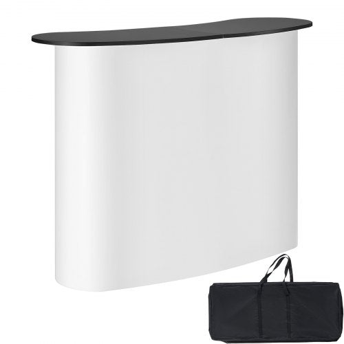 Portable Tradeshow Podium Table, 51.18' x 18.31' x 37.4', Display Exhibition Counter Stand Booth Fair with Wall, Foldable Promotion Retail Bar Table Pop Up Podium with Storage Rack, Carrying Bag