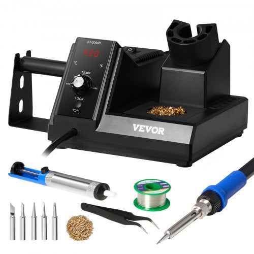 Soldering Iron Station, 80W Digital Display Soldering Station Kit with 5 Soldering Tips, 30g Solder Wire, Solder Sucker, Tweezer, Tip Cleaner, Auto Standby & Sleep Mode, ¡ãC/¡ãF Conversion