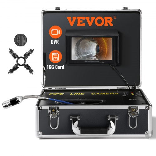 Sewer Camera, 165 ft/50 m, 7' Screen Pipeline Inspection Camera with DVR Function, Waterproof IP68 Camera, 12pcs Adjustable LED, with a 16 GB SD Card for Sewer Line, Duct Drain Pipe Plumbing
