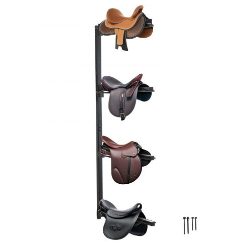 Wall Mount Saddle Rack, 24 x 7 x 52 in, Four Tiers Horse Saddle Storage Rack, Heavy Duty  Equestrian Western and English Saddle Stand, Horse Blanket Holder for Tack Room Organization