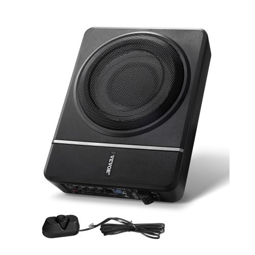 8' 240W Underseat Car Subwoofer, Slim Powered Car Subwoofers Under the Seat, Low Profile Audio Sub Built-in Amplifier, High/Low Level Input & Volume Controller for SUVs, Car, Truck, RV
