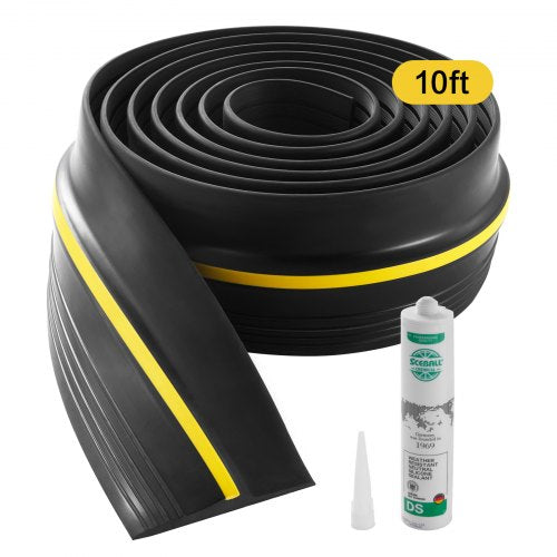 Garage Door Threshold Seal Strip, 10 FT Universal Garage Door Floor Seal Strip with Adhesive, Garage Door Bottom Weatherproof Strip, Upgraded Thick PVC DIY Weather Stripping Replacement, Black