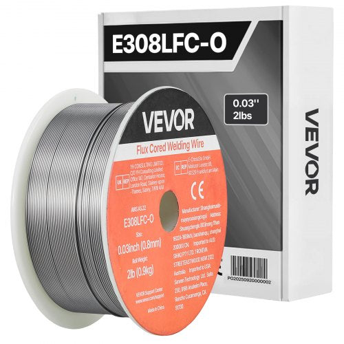 Flux Core MIG Welding Wire, E308LFC-O 0.03-inch 2 LBS, Gasless Stainless Steel Welding Wire with Low Spatter for All Position Arc Welding, Self-Shielded for Outdoor Use