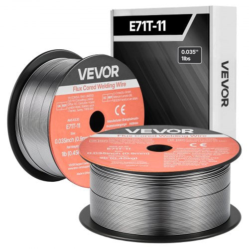 Flux Core MIG Welding Wire, E71T-11 0.035-inch 1 LBS, Gasless Mild Steel Welding Wire with Low Spatter for All Position Arc Welding, Self-Shielded for Outdoor Use (Pack of 2 Rolls)