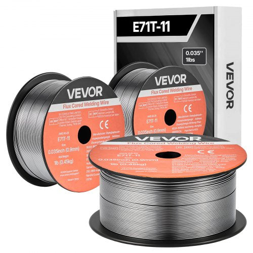 Flux Core MIG Welding Wire, E71T-11 0.035-inch 1 LBS, Gasless Mild Steel Welding Wire with Low Spatter for All Position Arc Welding, Self-Shielded for Outdoor Use (Pack of 3 Rolls)