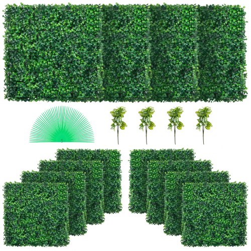 VEVOR 12PCS 20x20inch Artificial Boxwood Panels,Boxwood Hedge Wall Panels,Artificial Grass Backdrop Wall 1.6,Privacy Hedge Screen UV Protected for Outdoor Indoor Garden Fence Backyard