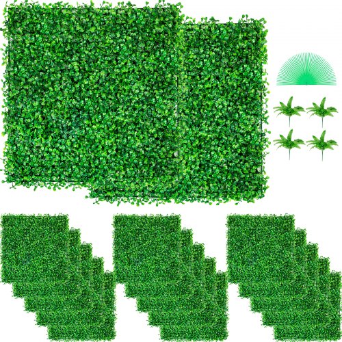 Artificial Boxwood Panel UV 48pcs Boxwood Hedge Wall Panels Artificial Grass Backdrop Wall 10X10\' 4cm Green Grass Wall Fake Hedge for Decor Privacy Fence Indoor Outdoor Garden Backyard