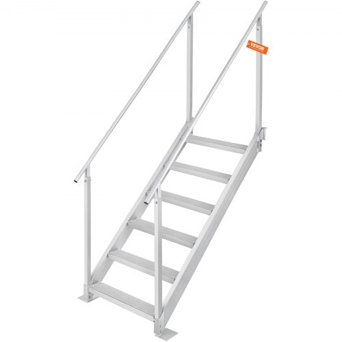 Dock Ladder, 43''-51'' Adjustable Height, 500 lbs Load Capacity, Aluminum Alloy 6 Steps Pontoon Boat Ladder with Dual Handrails & Nonslip Mat, Ideal for Ship/Lake/Pool/Marine Boarding