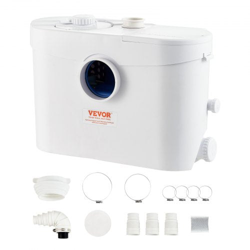 Macerator Pump, 700W, 9600 L/h Flow, 32.8 ft/10 m Head, Macerator Sewerage Sump Pump with 3 Water Inlets for Toilet, Basement, Kitchen, Sink, Shower, Bathtub Waste Water Disposal Upflush Machine