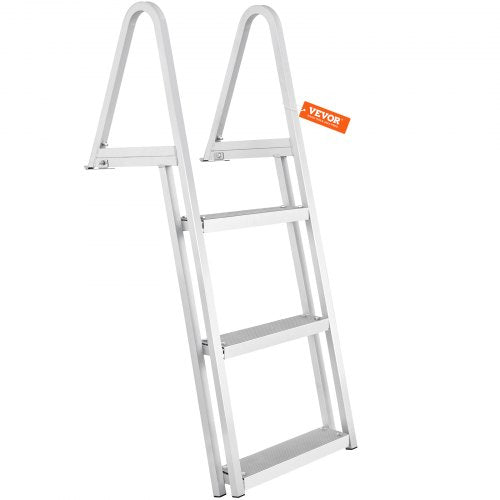 Dock Ladder, Removable 3 Steps, 350 lbs Load Capacity, Aluminum Alloy Pontoon Boat Ladder with 4'' Wide Step & Nonslip Mat, Easy to Install for Ship/Lake/Pool/Marine Boarding