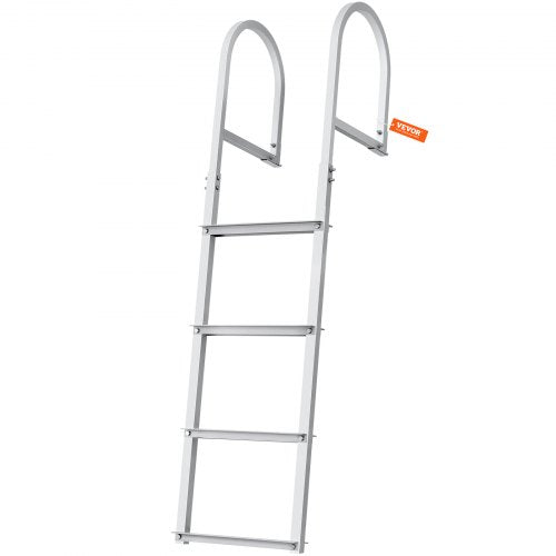 Dock Ladder, Removable 4 Steps, 500 lbs Load Capacity, Aluminum Alloy Pontoon Boat Ladder with 3.1'' Wide Step & Nonslip Rubber Mat, Easy to Install for Ship/Lake/Pool/Marine Boarding