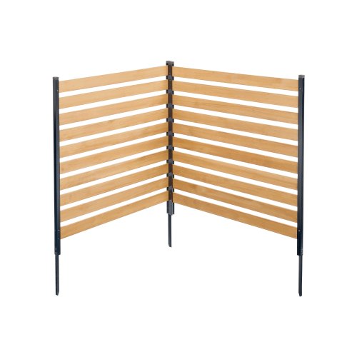 Wood Privacy Fence, 38' W x 42' L, 2-Panel Slatted Air Conditioner Fence Screen, Pool Equipment Enclosure with Metal Stakes, Easy DIY Installation, Outdoor Trash Can Hider for Garden Decoration