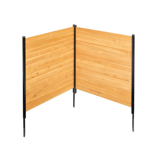 Wood Privacy Fence, 38' W x 42' L, 2 Panel Solid Air Conditioner Fence Screen, Pool Equipment Enclosure with Metal Stakes, Easy DIY Installation, Outdoor Trash Can Hider for Garden Decoration