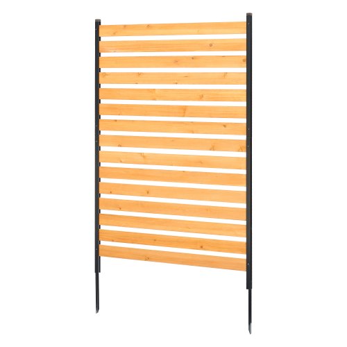 Wood Privacy Fence, 39' W x 61' L, 1-Panel Air Conditioner Fence Screen, Pool Equipment Enclosure with Metal Stakes, Easy DIY Installation, Outdoor Trash Can Hider for Garden Decoration