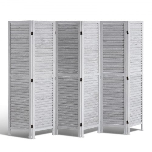 Wood Room Divider, 6 Panel Wood Folding Privacy Screen, 66.9 Inches?Tall Indoor Louvered Wooden Partition, Portable Decoration Screen, for Room Separation,?Home,?Office,?Restaurant & Bedroom