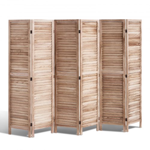 Wood Room Divider, 6 Panel Wood Folding Privacy Screen, 66.9 Inches?Tall Indoor Louvered Partition Divider, Portable Decoration Screen, for Room Separation,?Home,?Office,?Restaurant & Bedroom