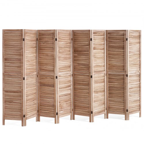 Wood Room Divider, 8 Panel Wood Folding Privacy Screen, 66.9 Inches?Tall Indoor Louvered Partition Divider, Portable Decoration Screen, for Room Separation,?Home,?Office,?Restaurant & Bedroom