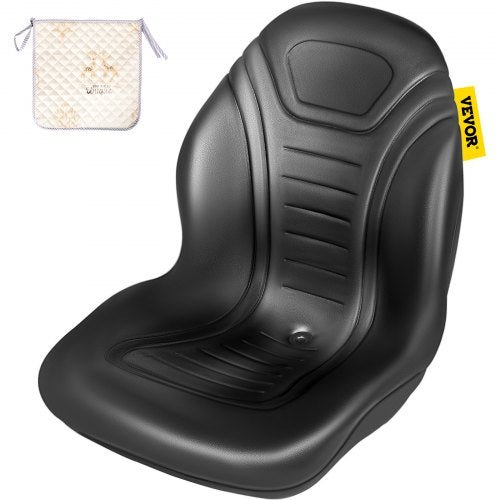 Universal Lawn Tractor Seat Replacement, Compact High Back Mower Seat, Black Vinyl Forklift Seat, Central Drain Hole Skid Steer Seat with Mounting Bolt Patterns of 8\' x 11.5\' & 11.25\' x 11.5\