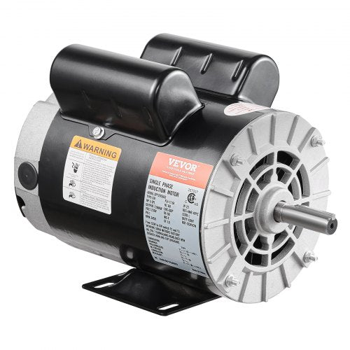 5HP SPL Air Compressor Electric Motor, 230V 17.6Amps, 56 Frame 3450RPM, 5/8' Keyed Shaft, 1.88' Shaft Length, CW/CCW Rotation (Factory Setting is CCW), Single Phase