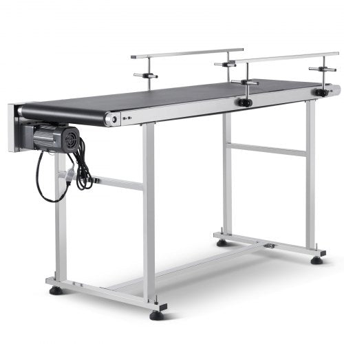 Belt Conveyor, 59 x 15.7 inch Conveyor Table, Heavy Duty Stainless Steel Motorized Belt Conveyor for Inkjet Coding Applications Powered PVC Belt Anti-Static Adjustable Speed (Double Guardrail)