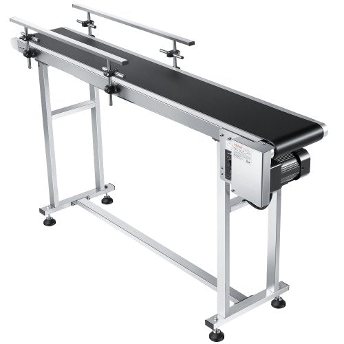 Belt Conveyor, 59 x 7.8 inch Conveyor Table, Heavy Duty Stainless Steel Motorized Belt Conveyor for Inkjet Coding Applications Powered PVC Belt Anti-Static Adjustable Speed (Double Guardrail)