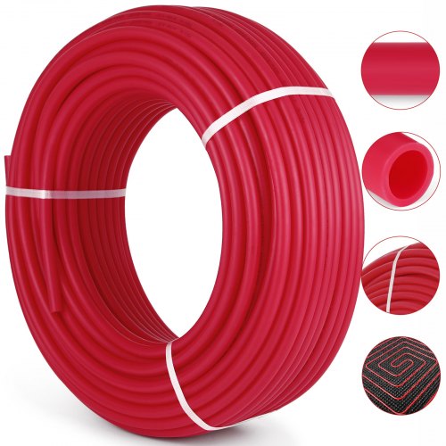 3/4\' X 500Ft PEX Tubing Oxygen Barrier O2 EVOH Pex-B Red Hydronic Radiant Floor Heat Heating System Pex Pipe Pex Tube (3/4\' O2-Barrier, 500Ft/Red)