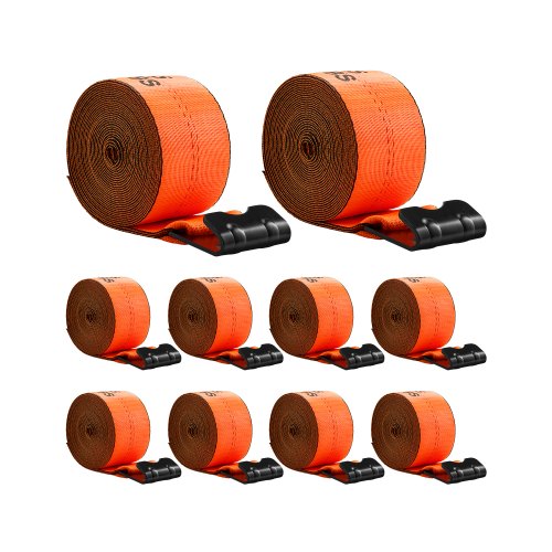 Winch Straps, 4 in x 30 ft Truck Straps with Flat Hook, 10 Pack Heavy Duty Trailer Straps with 18000 lbs Break Strength, Cargo Tie-Down Straps, for Flatbeds, Trucks, Trailers, Farms & Rescues