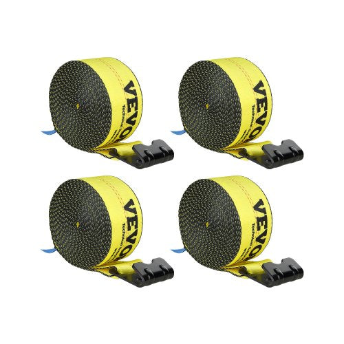 Winch Straps, 4' x 30', 6000 lbs Load Capacity, 18000 lbs Break Strength, Truck Straps with Flat Hook, Flatbed Tie Downs Cargo Control for Trailers, Farms, Rescues, Tree Saver, Yellow (4 Pack)