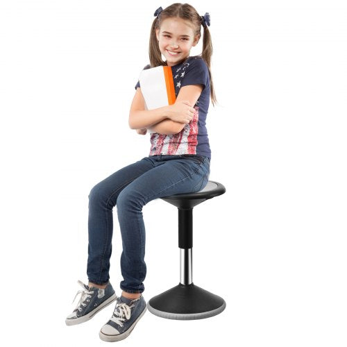 Wobble Chair, Height-Adjustable (15.7-21.7') Active Chair, Flexible Seating Wobble Stool Made of PVC+ABS Improves Focus & Posture, Ideal for Schools, Office and Home, Age 12-18, Black