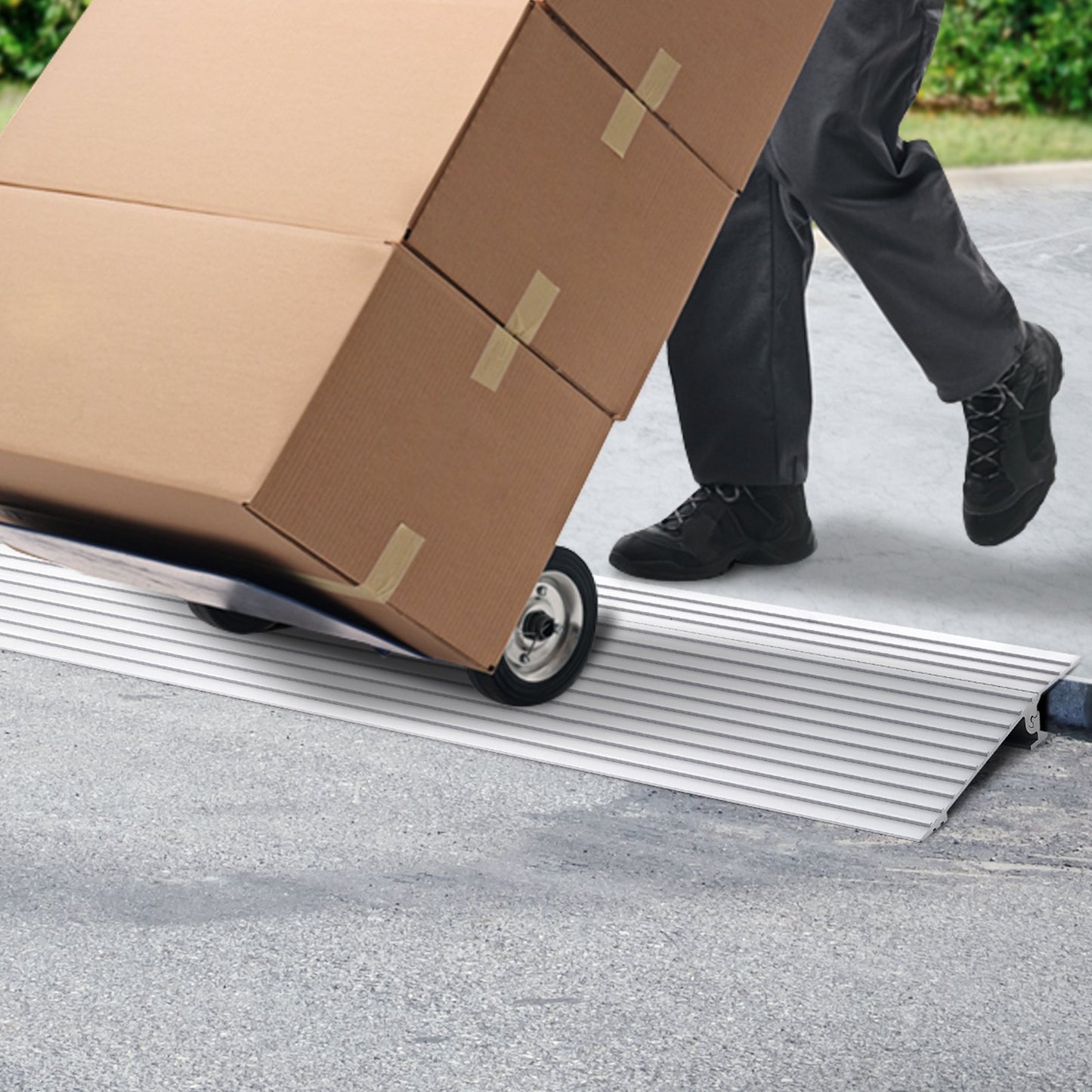 VEVOR Door Threshold Ramp, 1 Rise, 800 lbs Load Capacity, Door Ramp for Wheelchairs, Aluminum Threshold Ramp for Doorways, Adjustable Modular Threshold Ramp for Wheelchairs, Scooters, Power Chairs