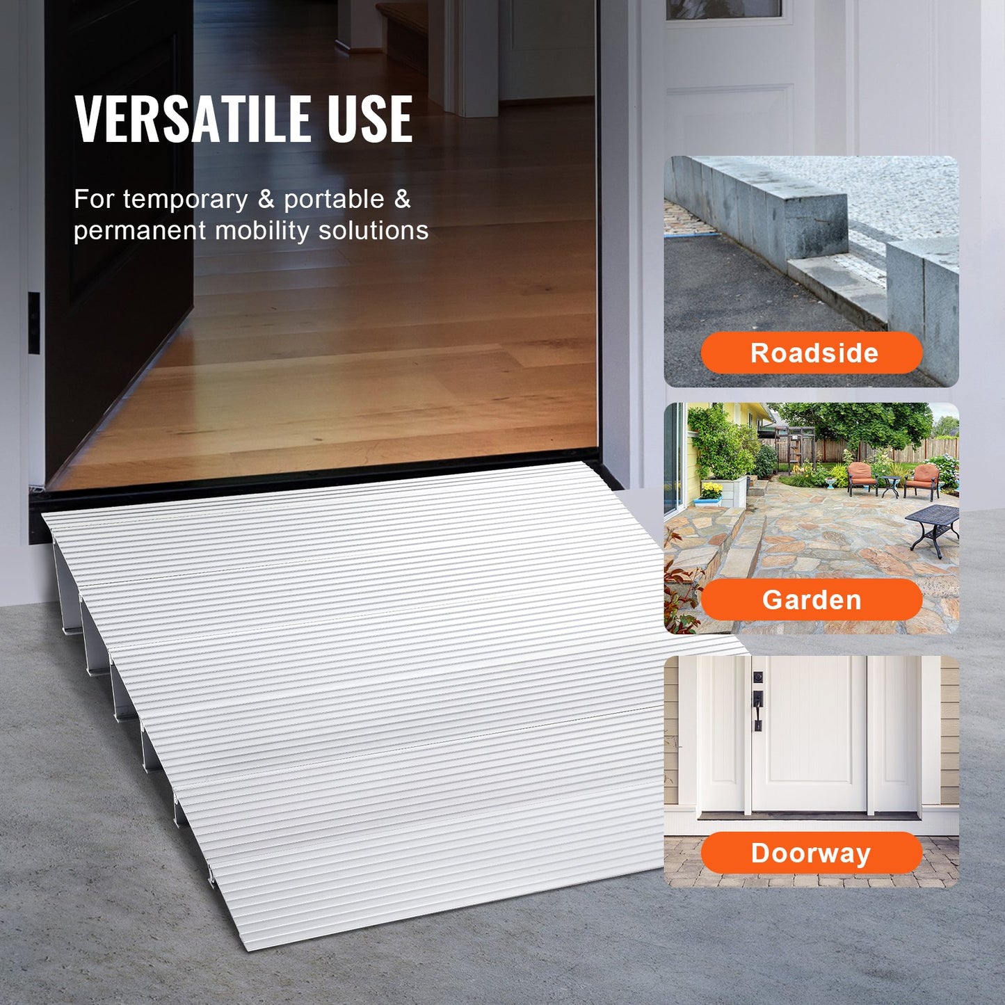 VEVOR Door Threshold Ramp, 6 Rise, 800 lbs Load Capacity, Door Ramp for Wheelchairs, Aluminum Threshold Ramp for Doorways, Adjustable Modular Threshold Ramp for Wheelchairs, Scooters, Power Chairs