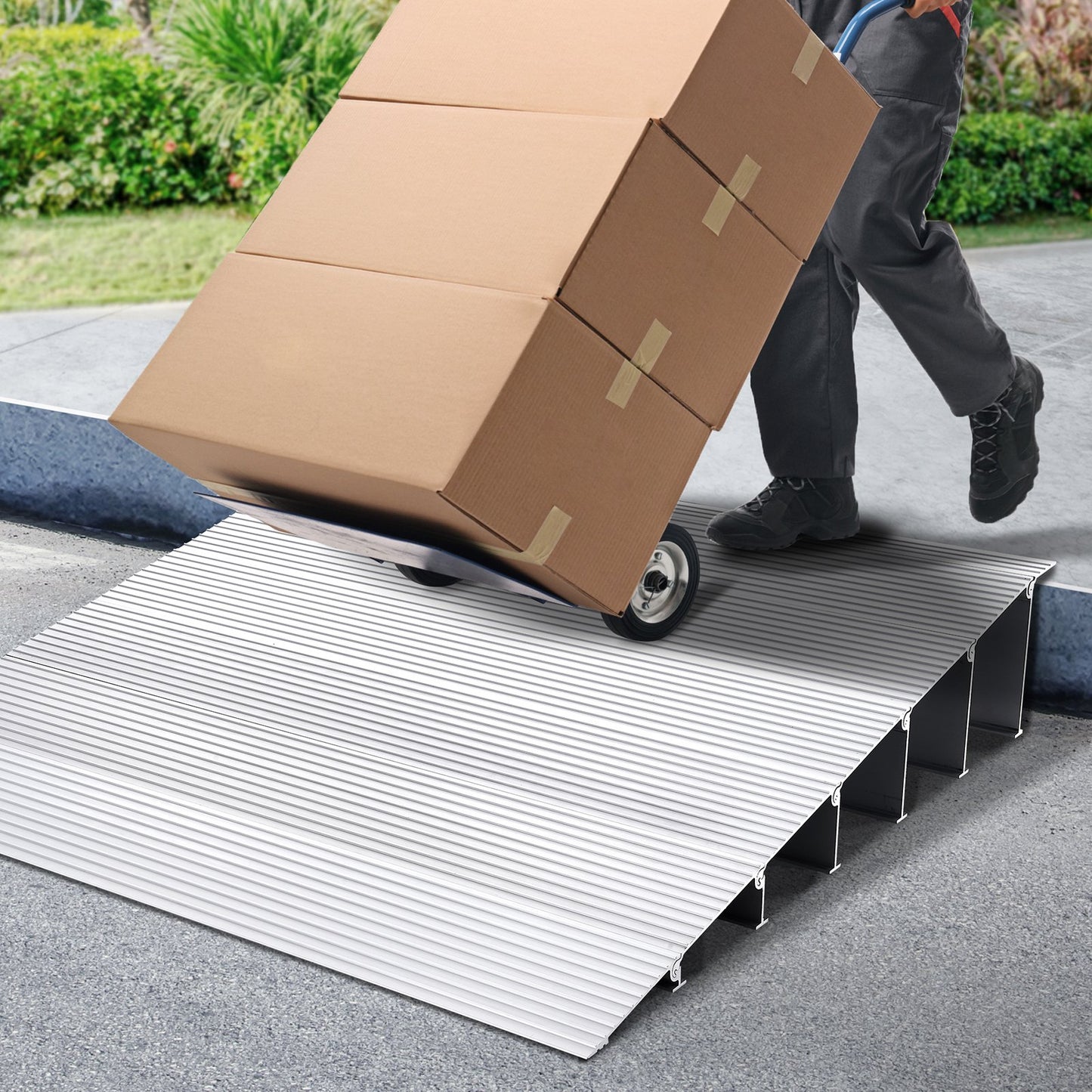 VEVOR Door Threshold Ramp, 6 Rise, 800 lbs Load Capacity, Door Ramp for Wheelchairs, Aluminum Threshold Ramp for Doorways, Adjustable Modular Threshold Ramp for Wheelchairs, Scooters, Power Chairs