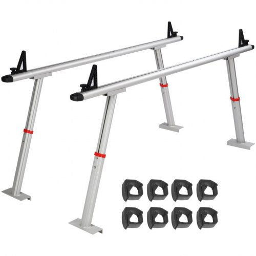 Truck Rack, 800 lbs Capacity, 19-34in Adjustable Height, Aluminum Ladder Rack for Truck with 8 Non-Drilling C-clamps, Heavy Duty Truck Bed Rack Two-Bar Set for Kayak, Surfboard, Lumber, Ladder