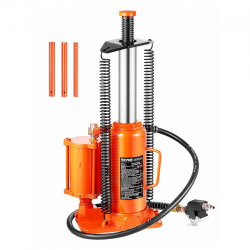 Air Hydraulic Bottle Jack, 12 Ton/26455 lbs Pneumatic Hydraulic Bottle Jack with 10.43''-19.88'' Lifting Range & Manual Hand Pump, for Pickup, Truck, RV, Auto Repair, Industrial Engineering